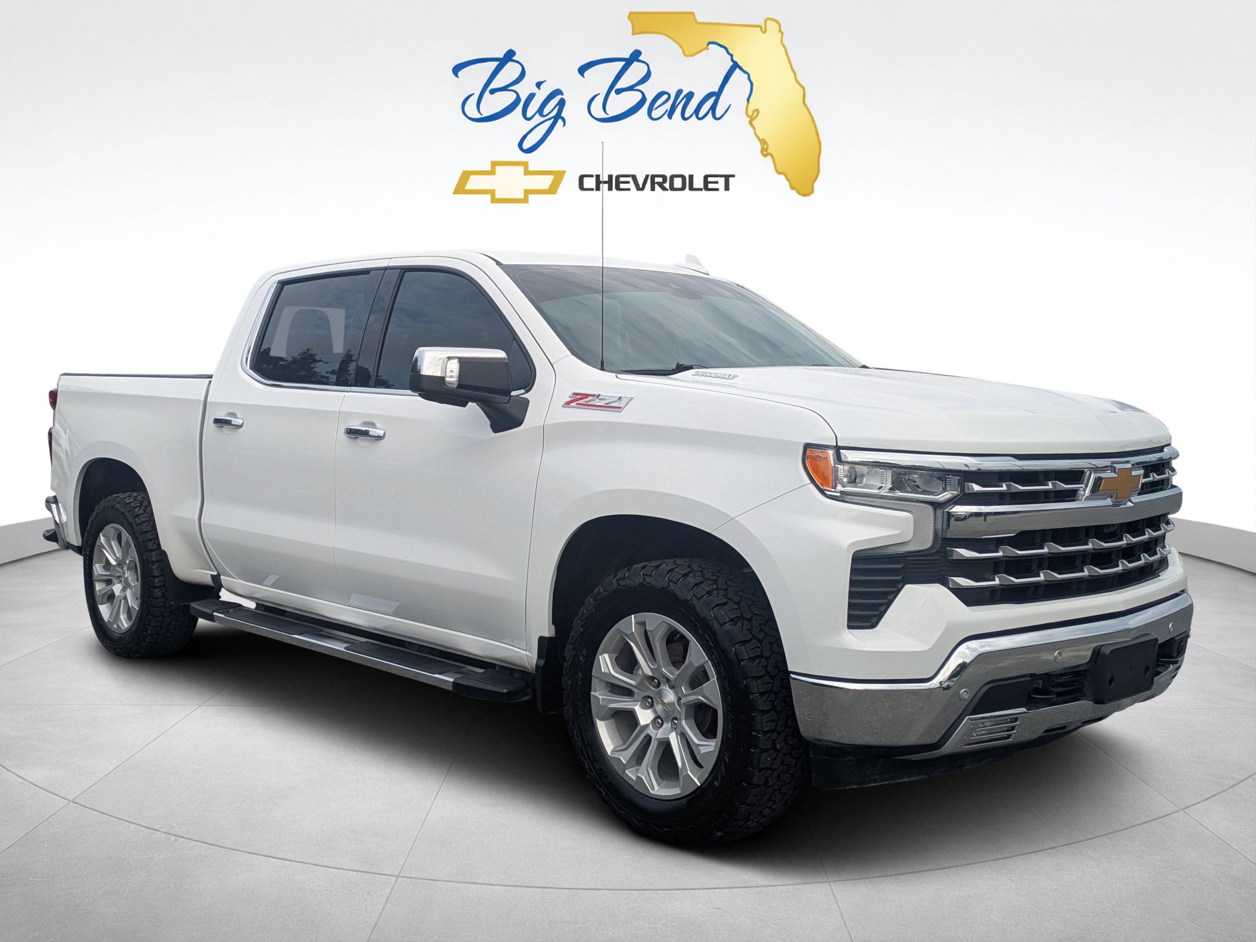 2024 Chevrolet Silverado 1500 LTZ in Summit White — front three-quarter view
