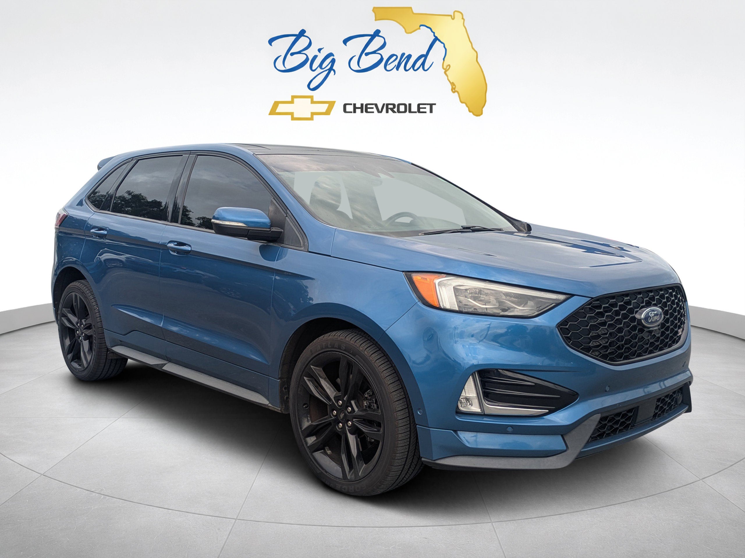 2020 Ford Edge ST in Blue — front three-quarter view